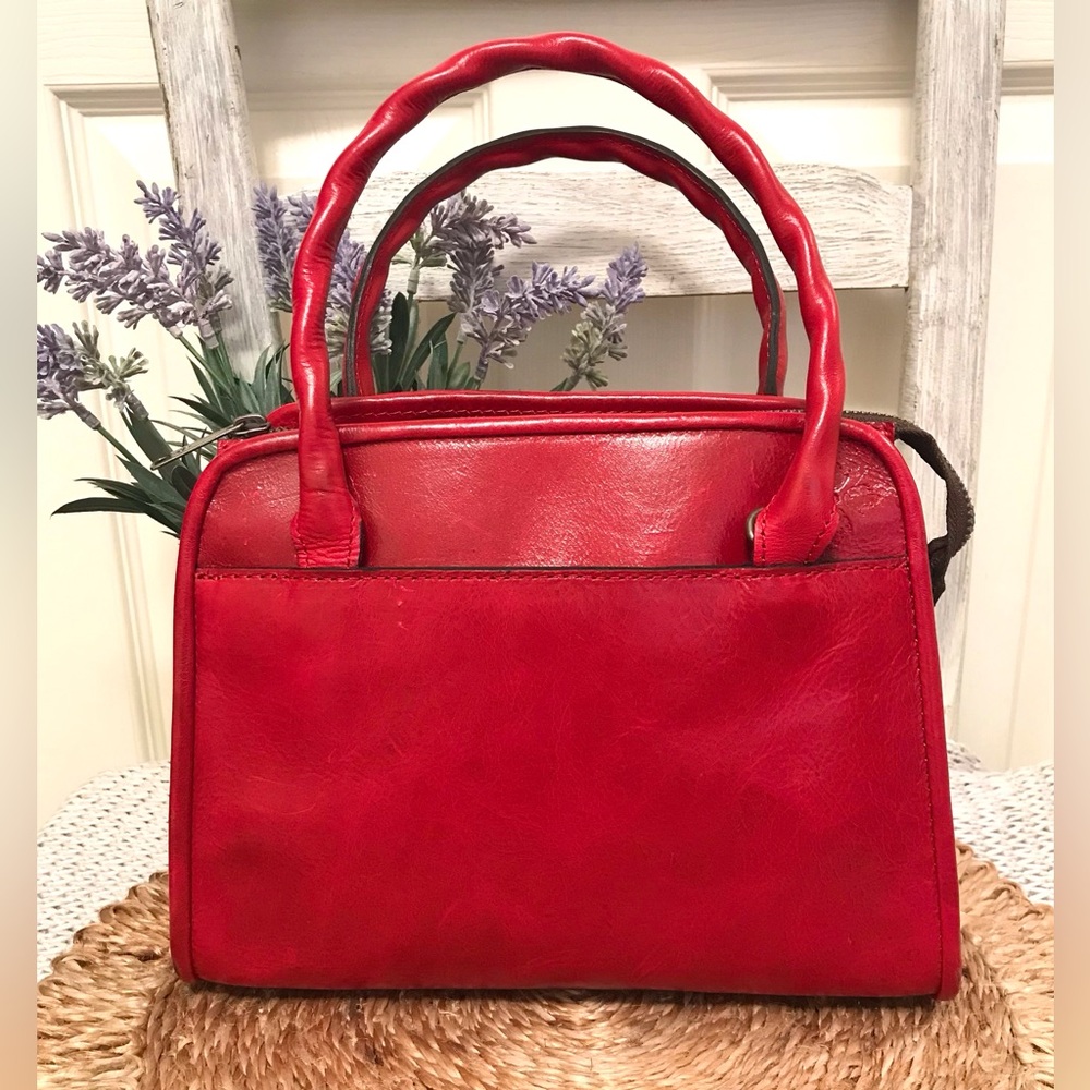 Patricia Nash Italian Leather Paris Satchel Berry Red
